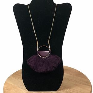 Shiraleah Anthropologie Necklace Fringe Anya Purple Tassel Hoop Statement